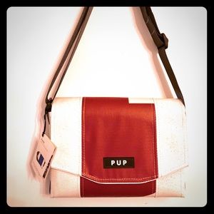 NWT Messenger Bag Purse Travel Upcycled Unisex Red